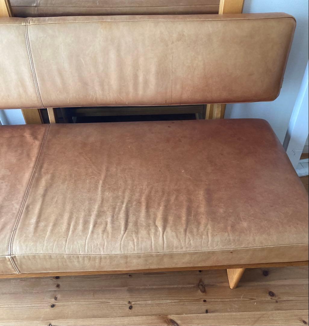 karf レザー　ソファ　ブラウン　木製