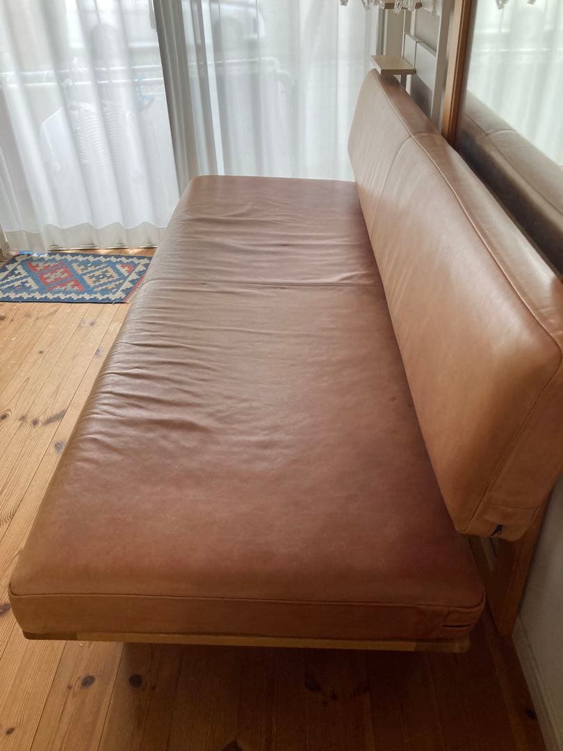 karf レザー　ソファ　ブラウン　木製