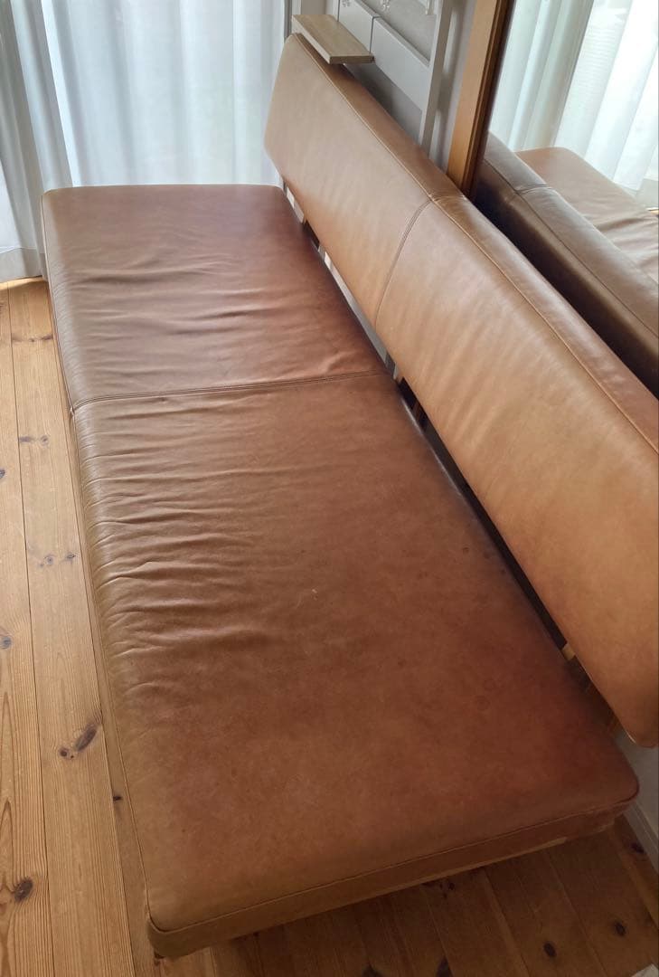 karf レザー　ソファ　ブラウン　木製
