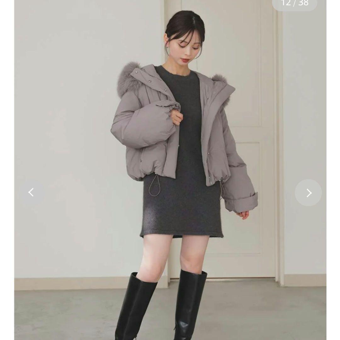 新品タグ付　西川フードファーショートダウン　グレー　SNIDEL