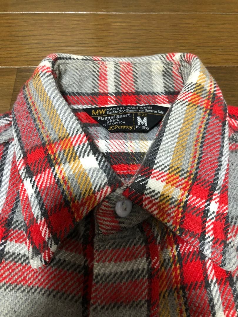 即決 レア 70s JCペニー ヘビーネルシャツ USA製