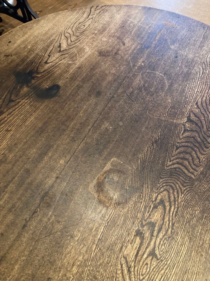 昭和レトロ　折畳丸ちゃぶ台　古い木製丸ローテーブル④