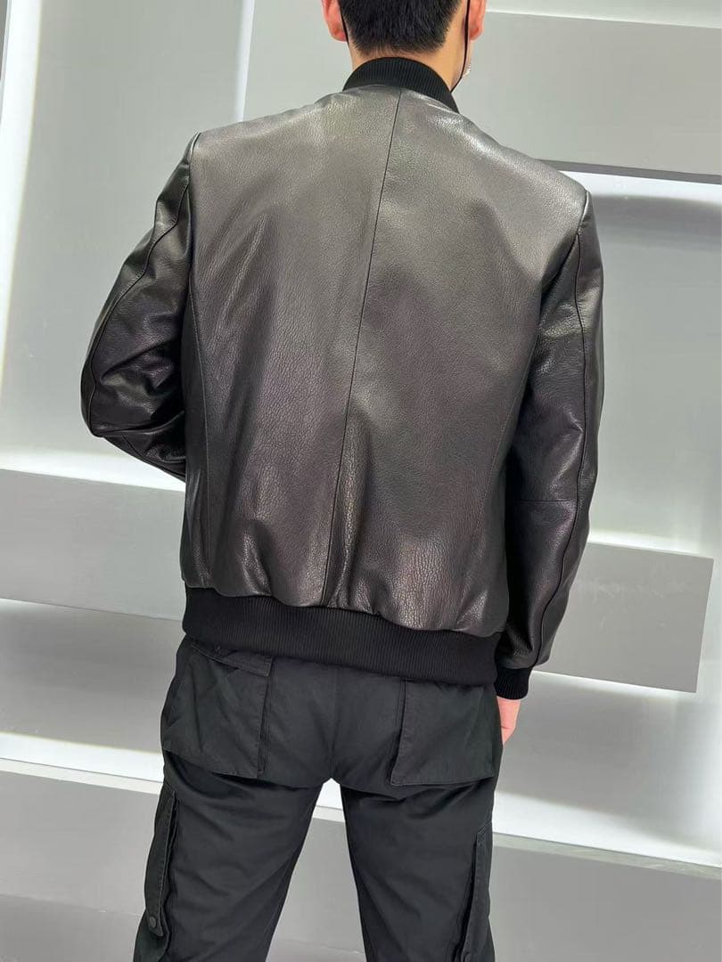 レ*イ様 レザーダウンジャケット ラムレザー シングルライダースジャケット