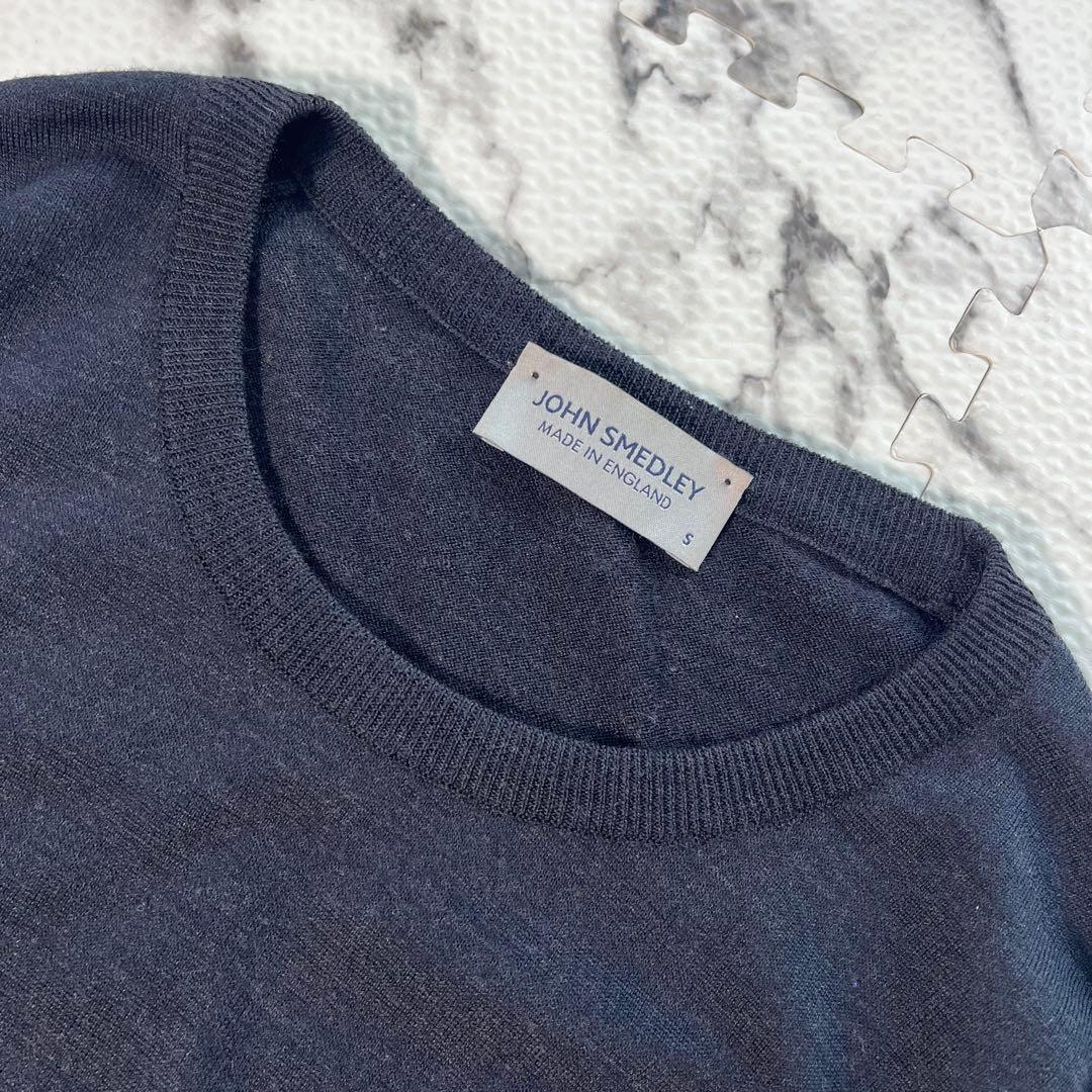ジョンスメドレー　クルーネックニット メリノウール　現行タグ　英国製　ハイゲージ