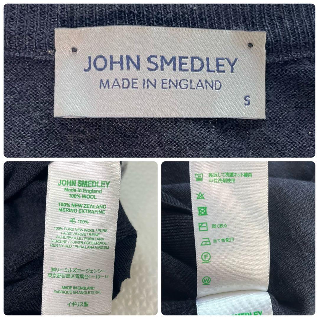 ジョンスメドレー　クルーネックニット メリノウール　現行タグ　英国製　ハイゲージ