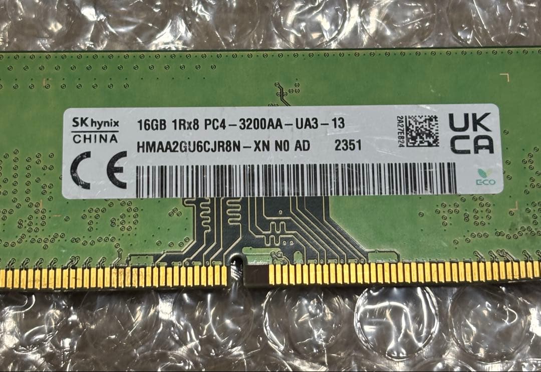SKhynix 32GB(16x2) DDR4 メモリ PC4-3200AA