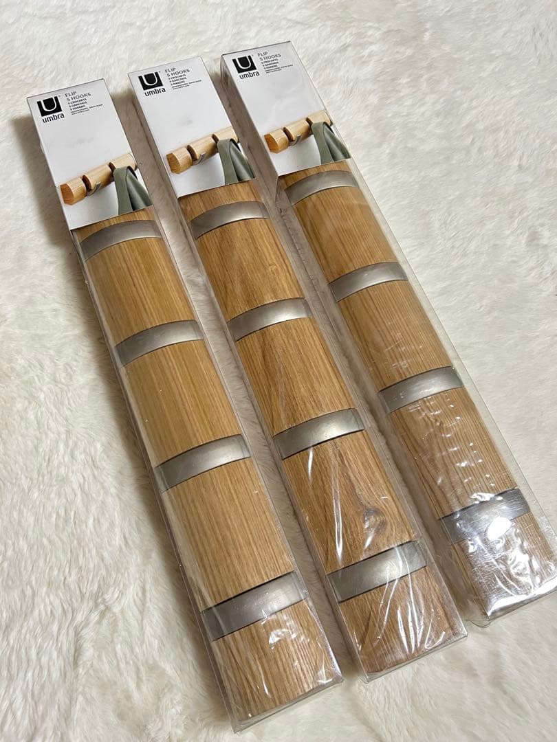 umbra フリップフック　5連　ナチュラルカラー　3個セット