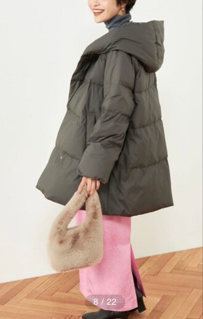 NOLLEY'S（36)撥水ダウンショール風フードコート　ブラック