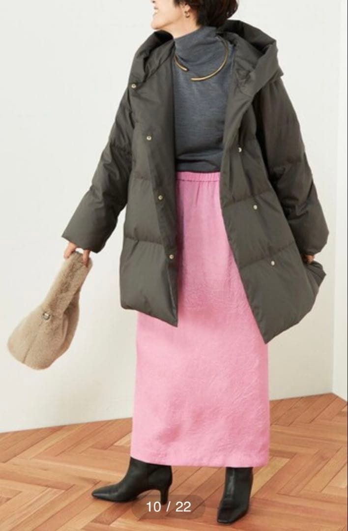 NOLLEY'S（36)撥水ダウンショール風フードコート　ブラック