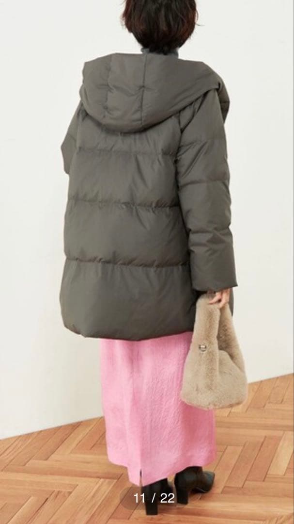 NOLLEY'S（36)撥水ダウンショール風フードコート　ブラック