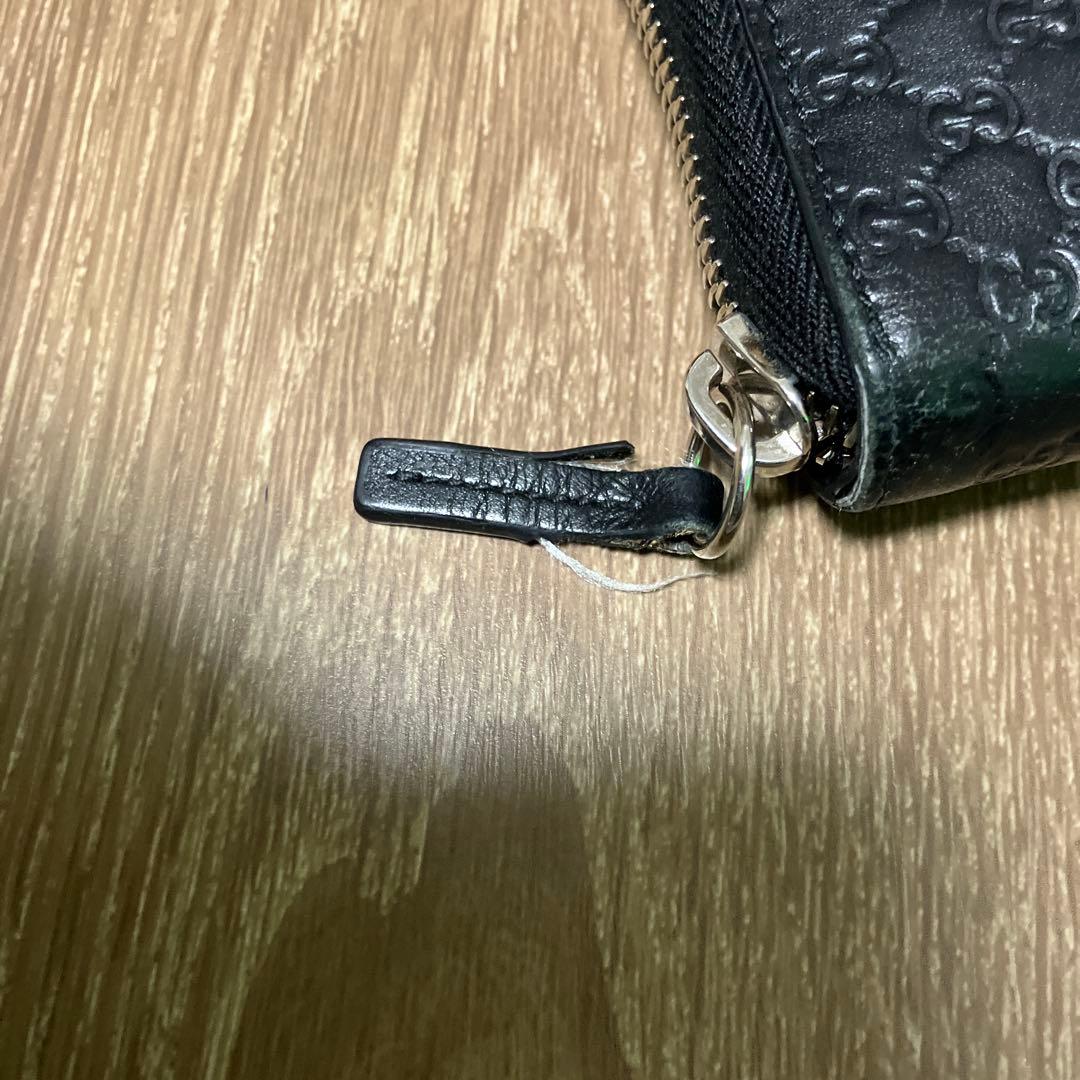 美品✨グッチ　長財布　ラウンドファスナー　オーガナイザー　マイクロ　シマ　黒