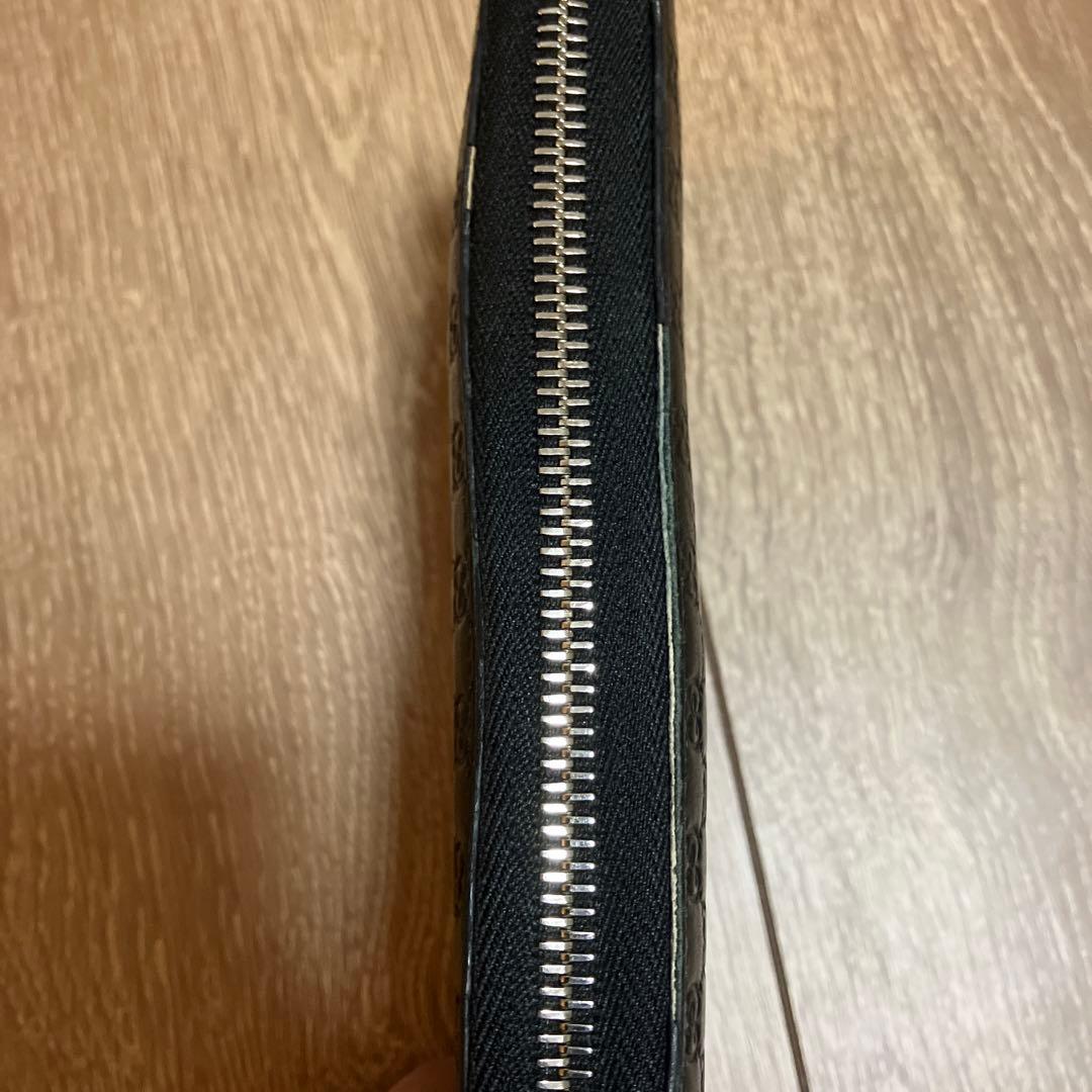 美品✨グッチ　長財布　ラウンドファスナー　オーガナイザー　マイクロ　シマ　黒