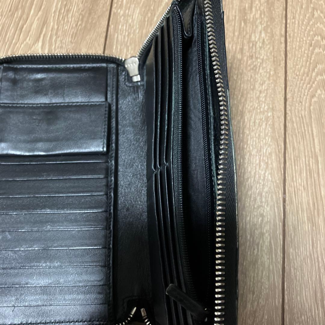 美品✨グッチ　長財布　ラウンドファスナー　オーガナイザー　マイクロ　シマ　黒
