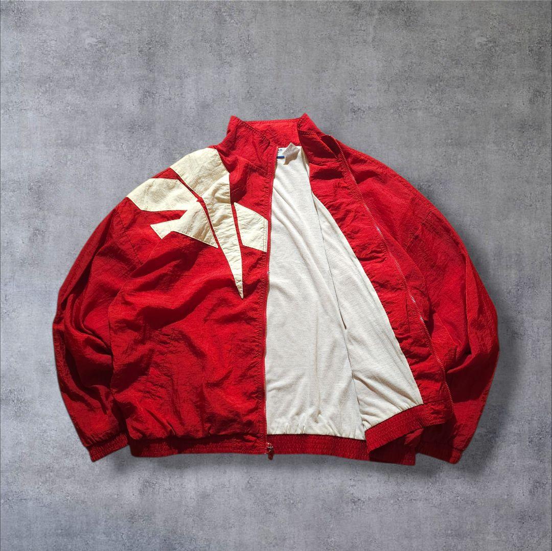 90s Reebok リーボック ナイロンジャケット 刺繍ロゴ 短丈 太アーム