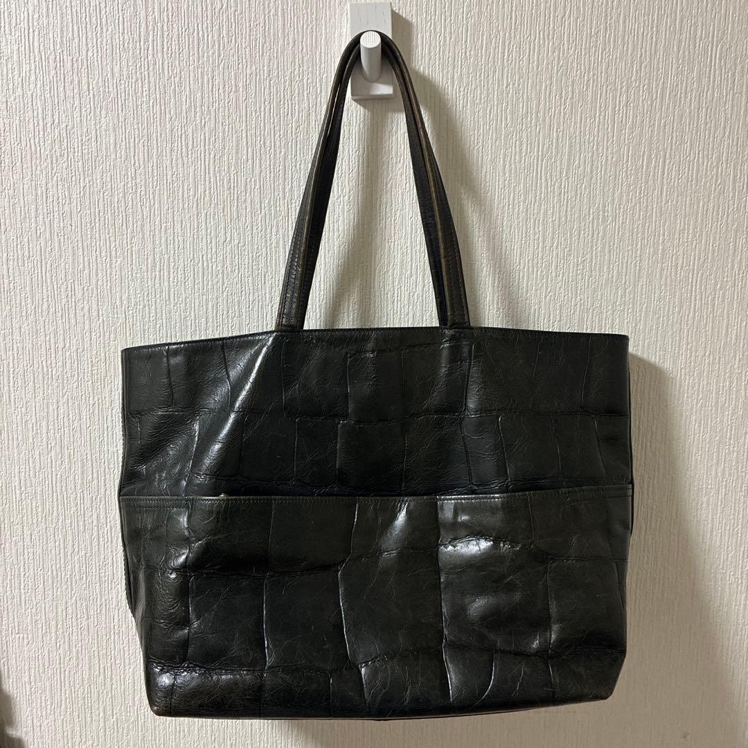 Aniary クロコ押し　アイディアルーレザー　トートバッグ　ブラック