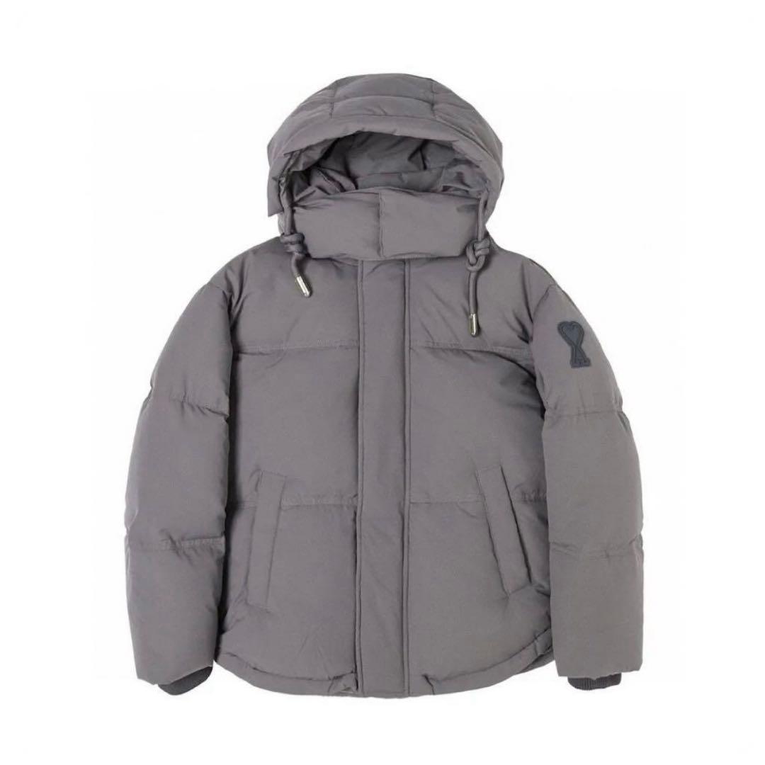 Ami Paris グレー ドローストリングダウンジャケット