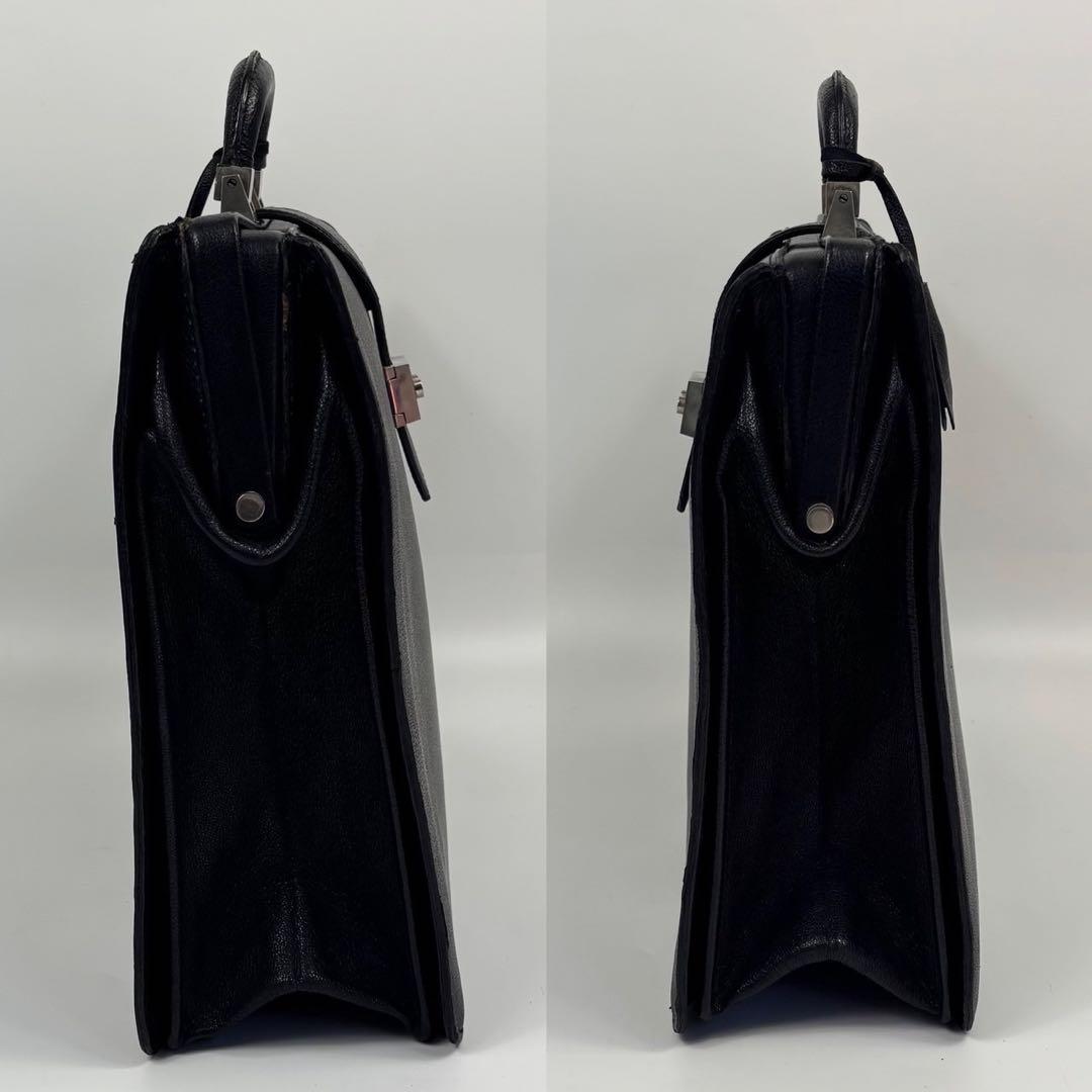 廃盤　モラビト ダレスバッグ ロゴ型押し レザー 大容量 A4 PC可 黒