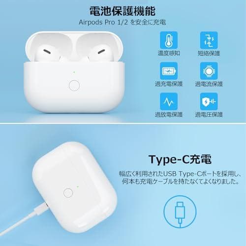 Mounno USB-C充電ケース、Airpods Proとの互換性あり、タイm