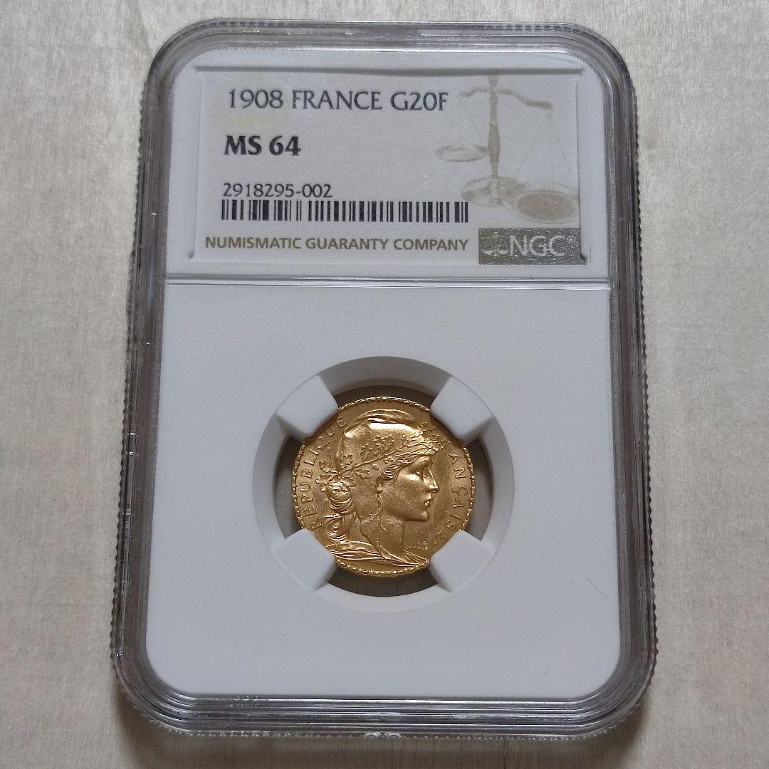 NGC MS64 金貨 フランス 20フラン 1913 マリアンヌ ルースター