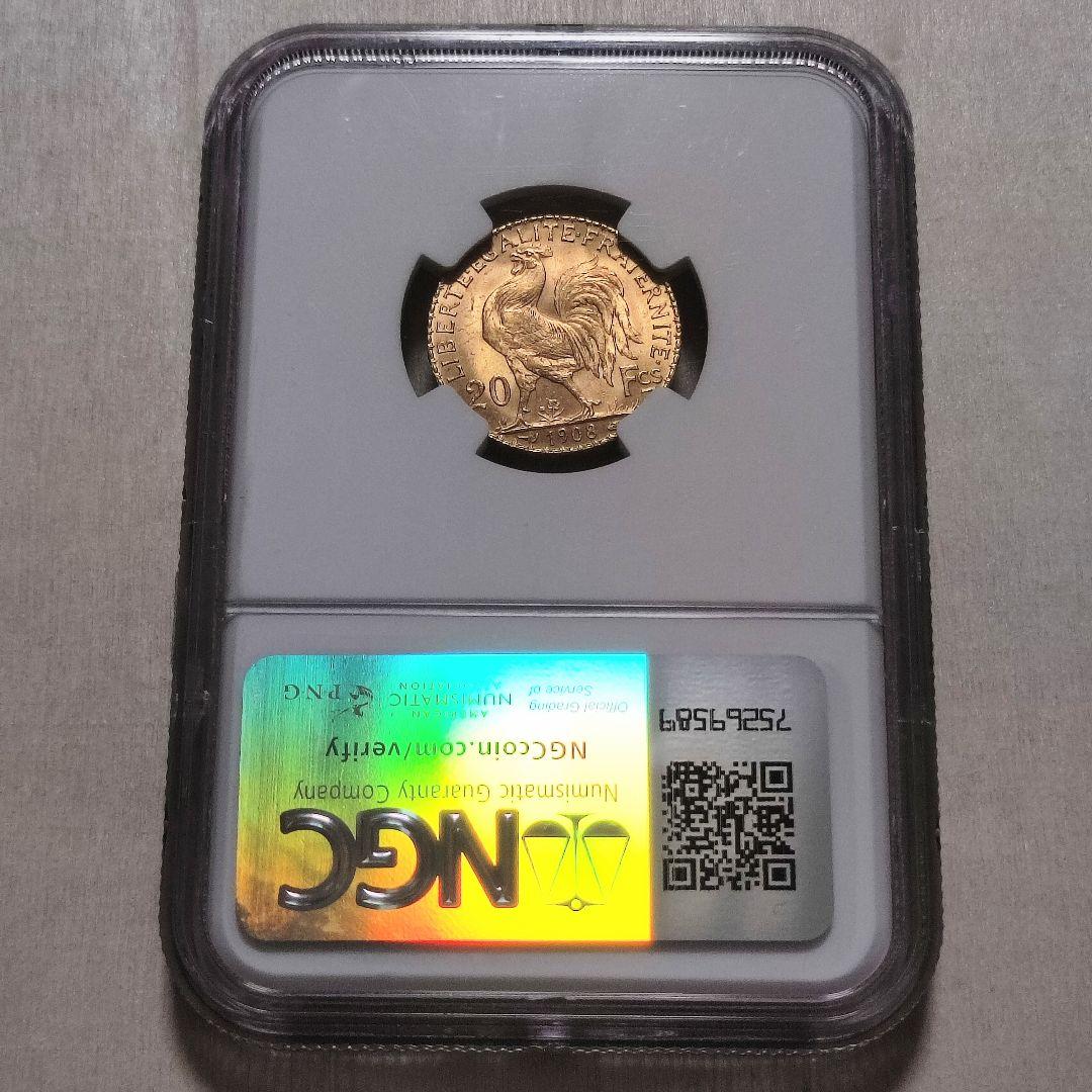 NGC MS64 金貨 フランス 20フラン 1913 マリアンヌ ルースター