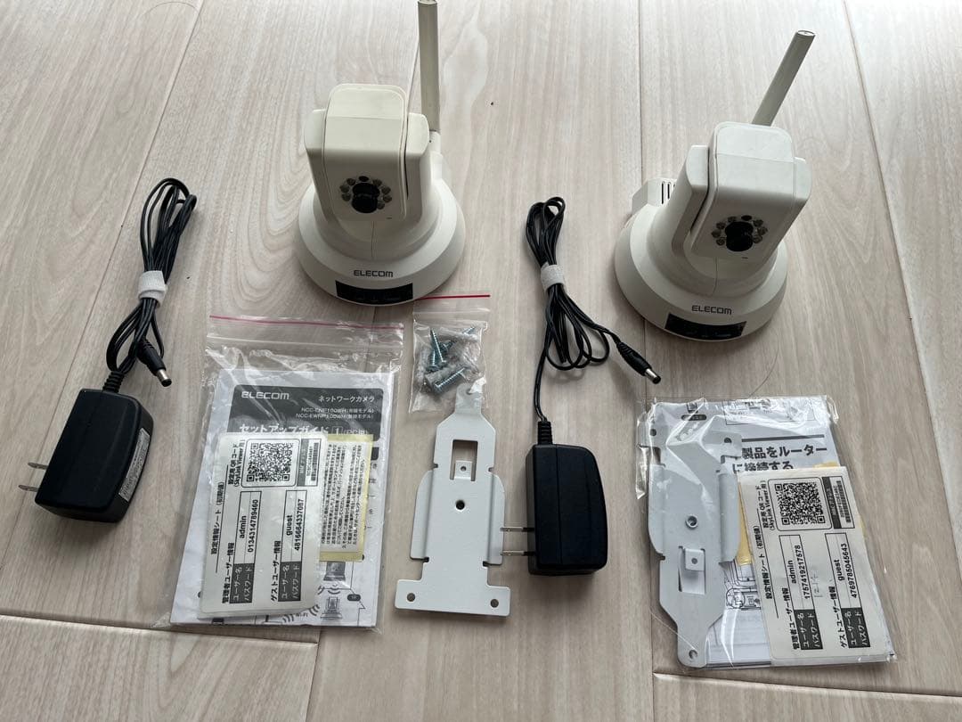 ELECOM NCC-EWNP100WH Wi-Fiネットワークカメラ 2台ST