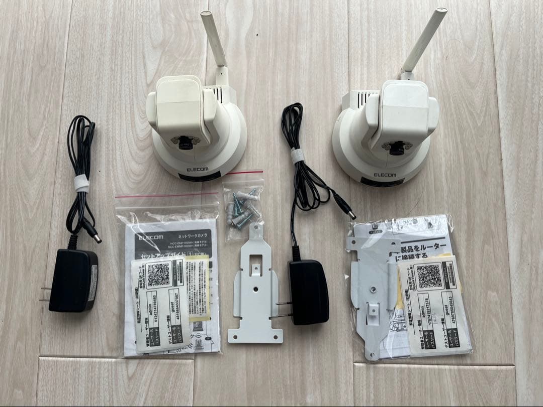 ELECOM NCC-EWNP100WH Wi-Fiネットワークカメラ 2台ST