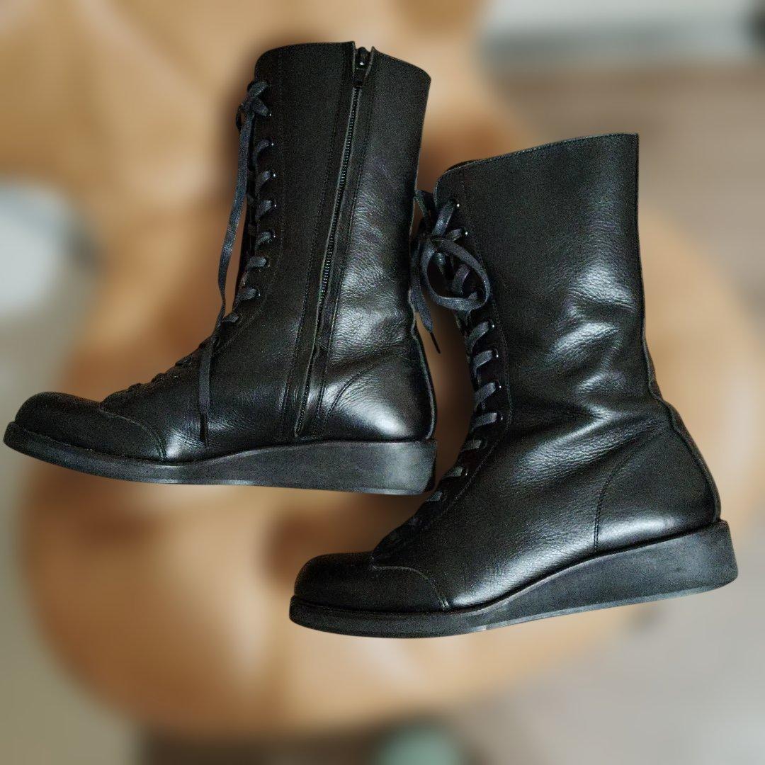 ヨウジヤマモトレザーブーツ　レースアップ24 黒