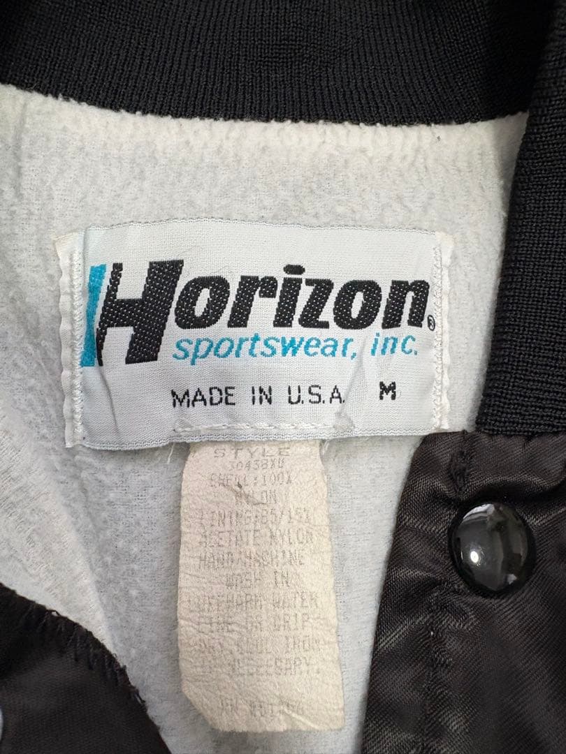 USA製 Snap-on 刺繍 サテンジャケット ラグラン ブラック M