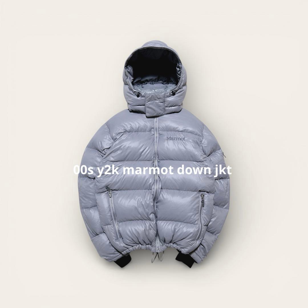 00s y2k marmot 短丈 ダウンジャケット グレー ドロコード付き