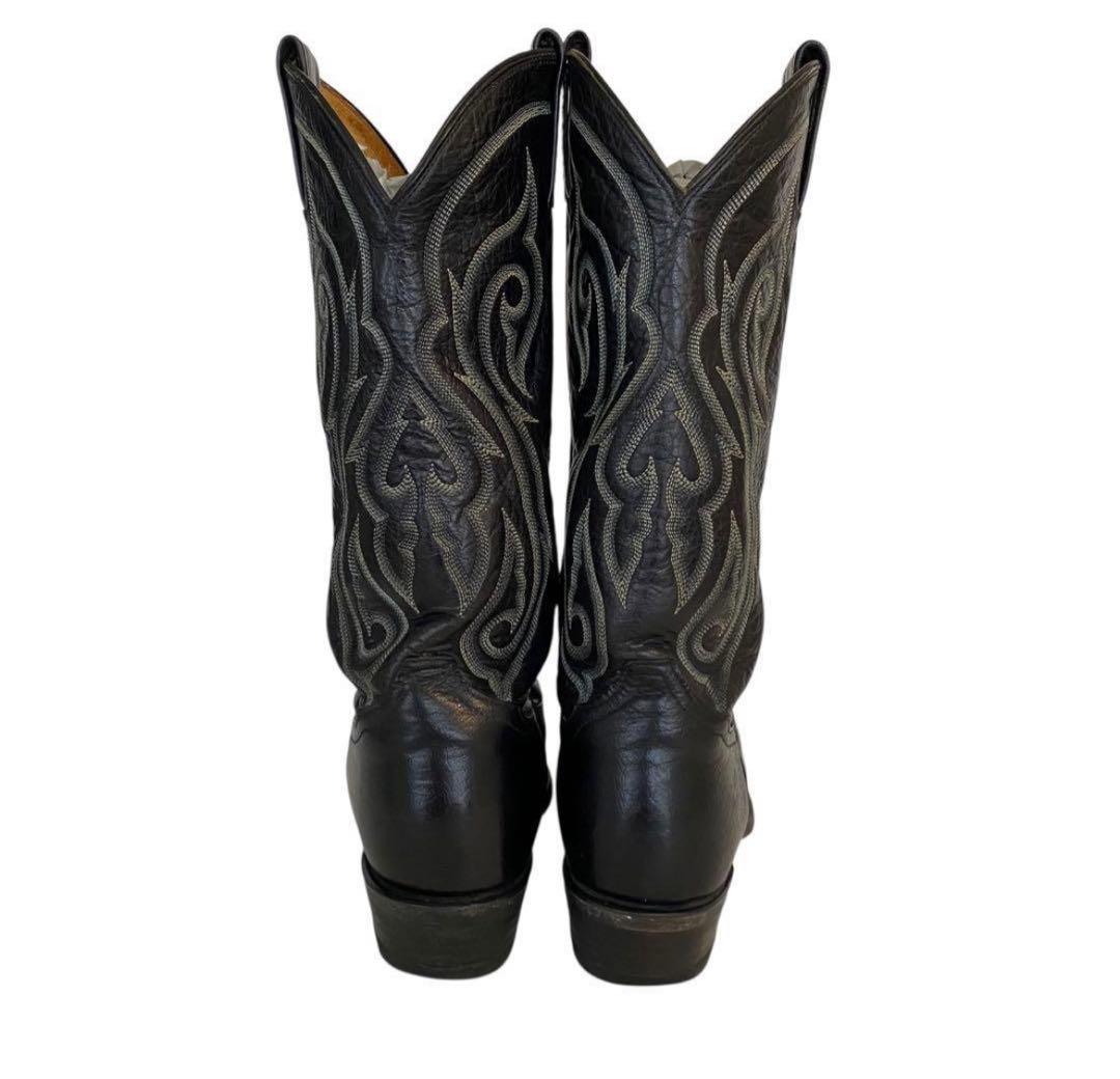 ブラックウエスタンブーツ レザー刺繍