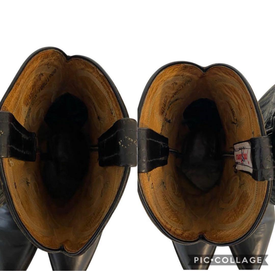 ブラックウエスタンブーツ レザー刺繍