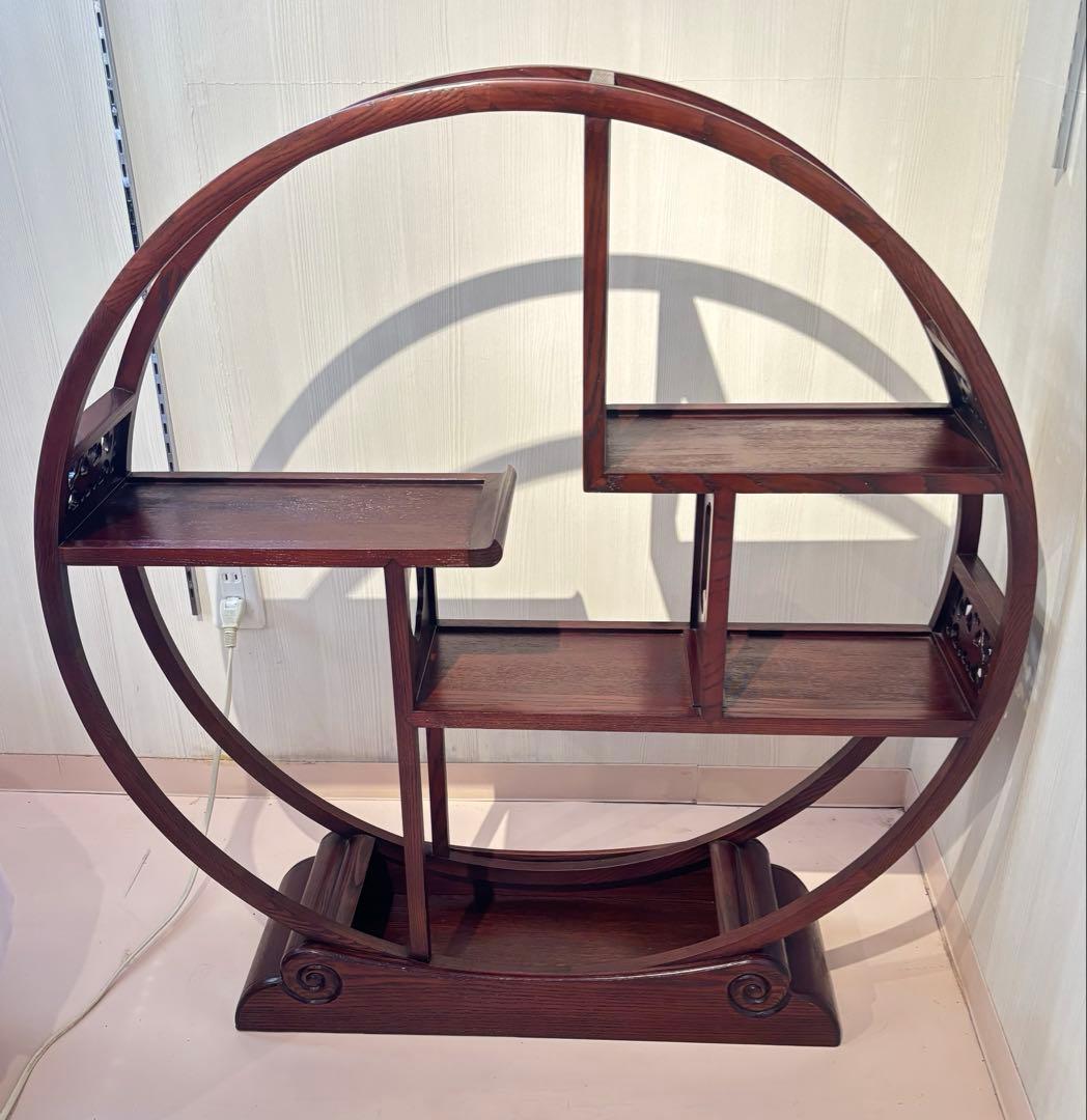 飾り棚 和風 アジアン オリエンタル 和室 珍品棚 丸い棚 大サイズ