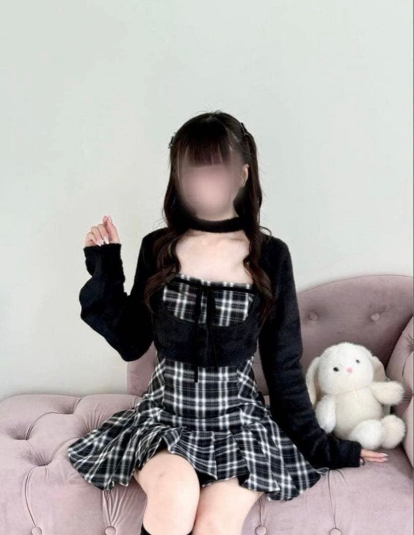 BunnyLis ファーボレロ×チェックミニワンピ