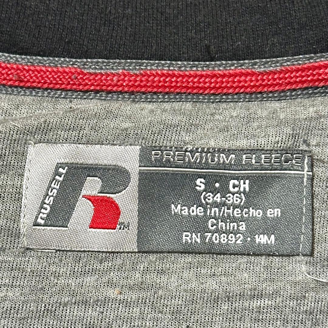 古着 ラッセルアスレチック ジップパーカー 無地 スウェット 刺繍 裏起毛 黒