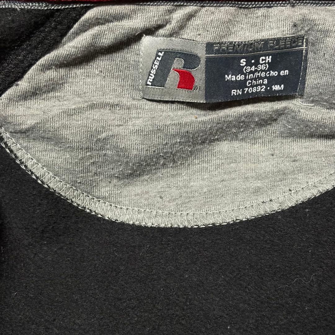 古着 ラッセルアスレチック ジップパーカー 無地 スウェット 刺繍 裏起毛 黒