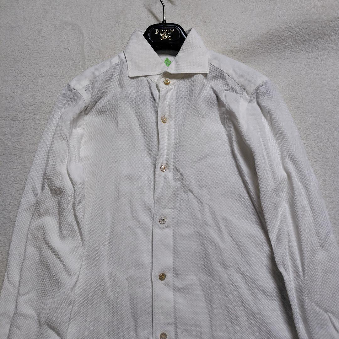 未使用に近い　現行　フィナモレ　シモーネ　コットンシャツ　凹凸　イタリア製