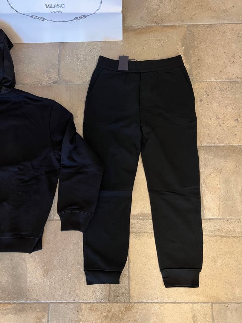 春PRADA プラダ　セットアップ　ジップフーディパーカー&パンツ ブラック　黒