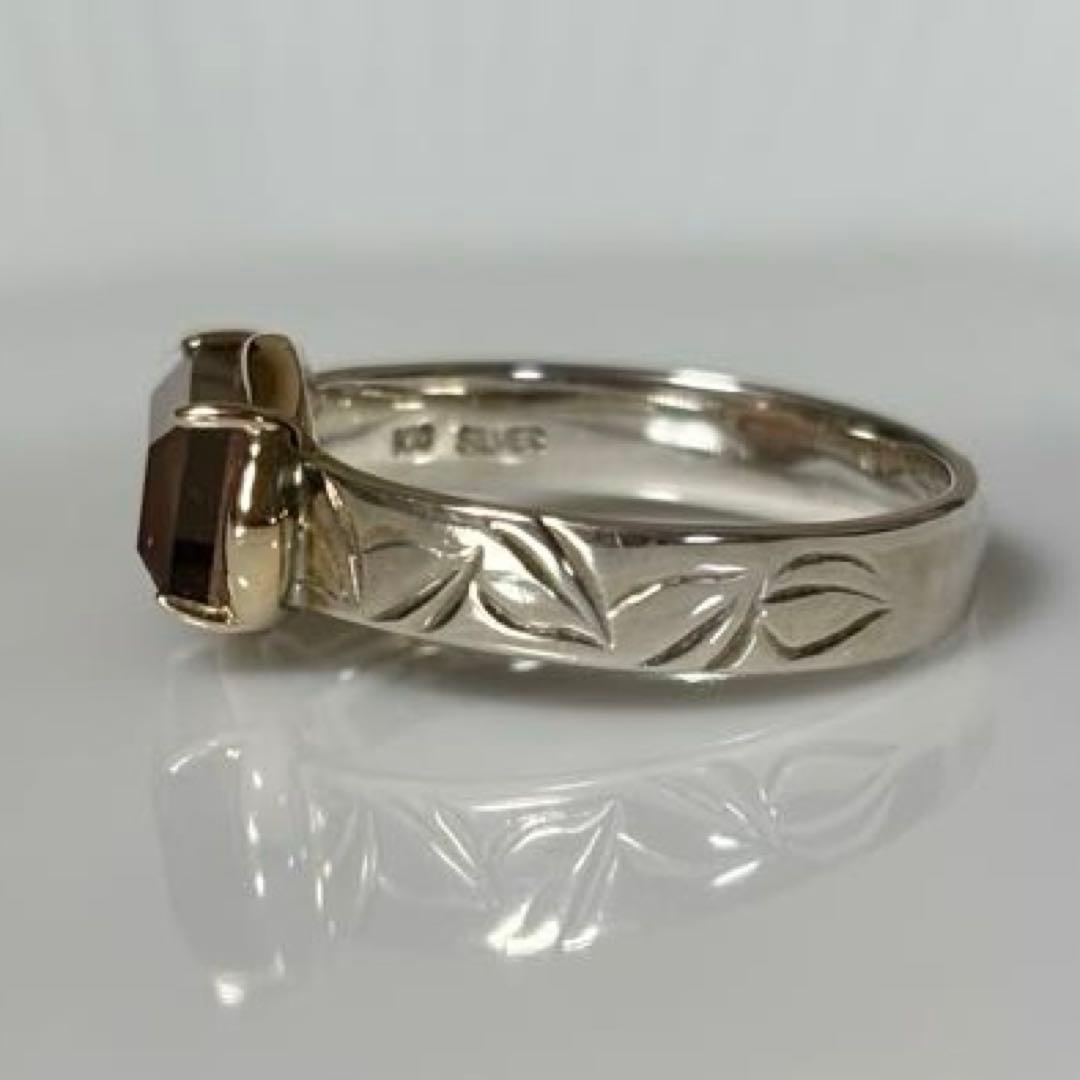 アガット シルバー／K10ロードクロサイト／クォーツリング