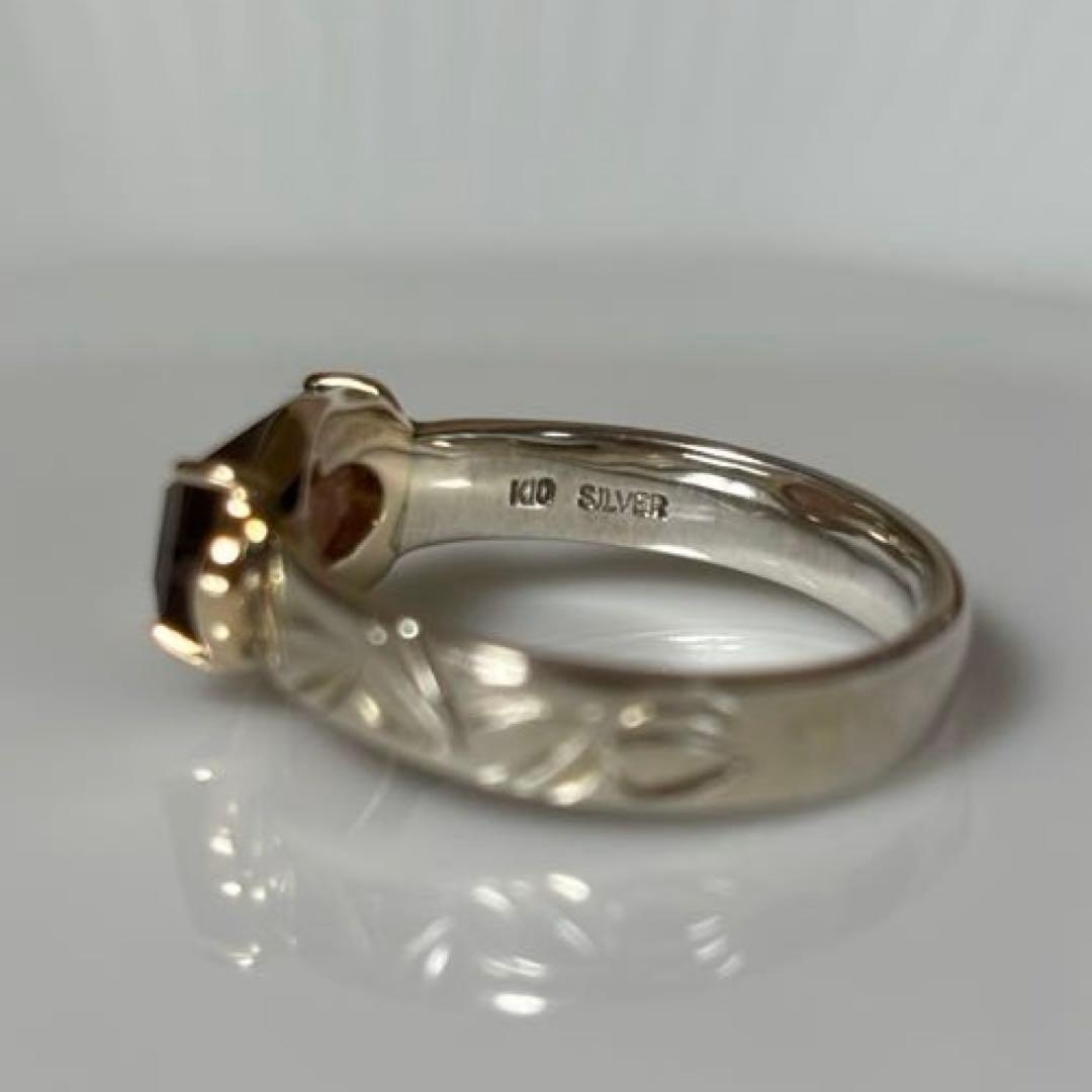 アガット シルバー／K10ロードクロサイト／クォーツリング