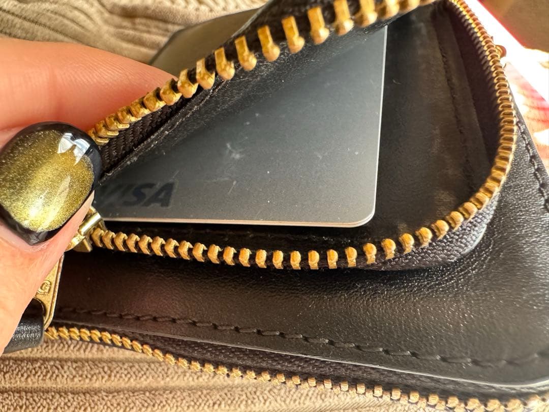 コムデギャルソン Ｌ字財布　ダブルポケット　ブラック　レザー