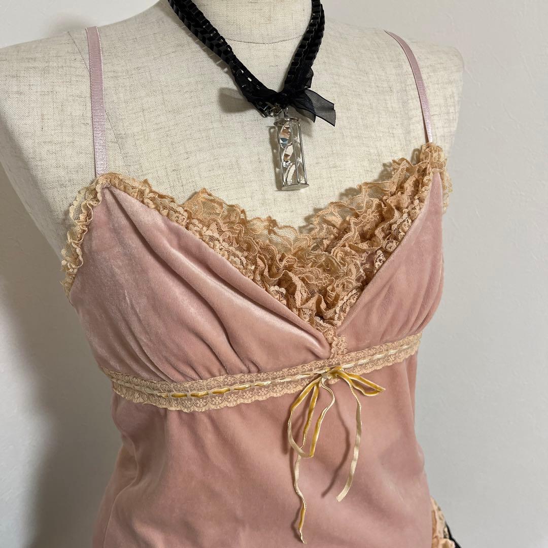 フェアリーグランジ itimi tops キャミソール ベロア レース 森ガール