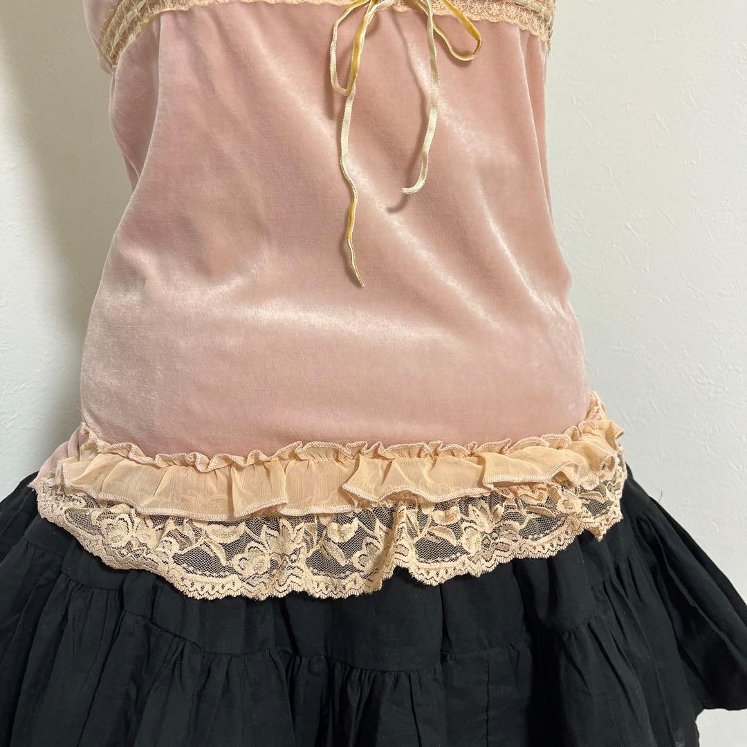 フェアリーグランジ itimi tops キャミソール ベロア レース 森ガール