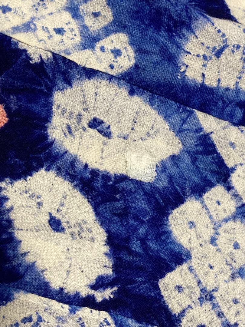 浴衣　有松鳴海絞り　縞と鉄線　裄68.5cm