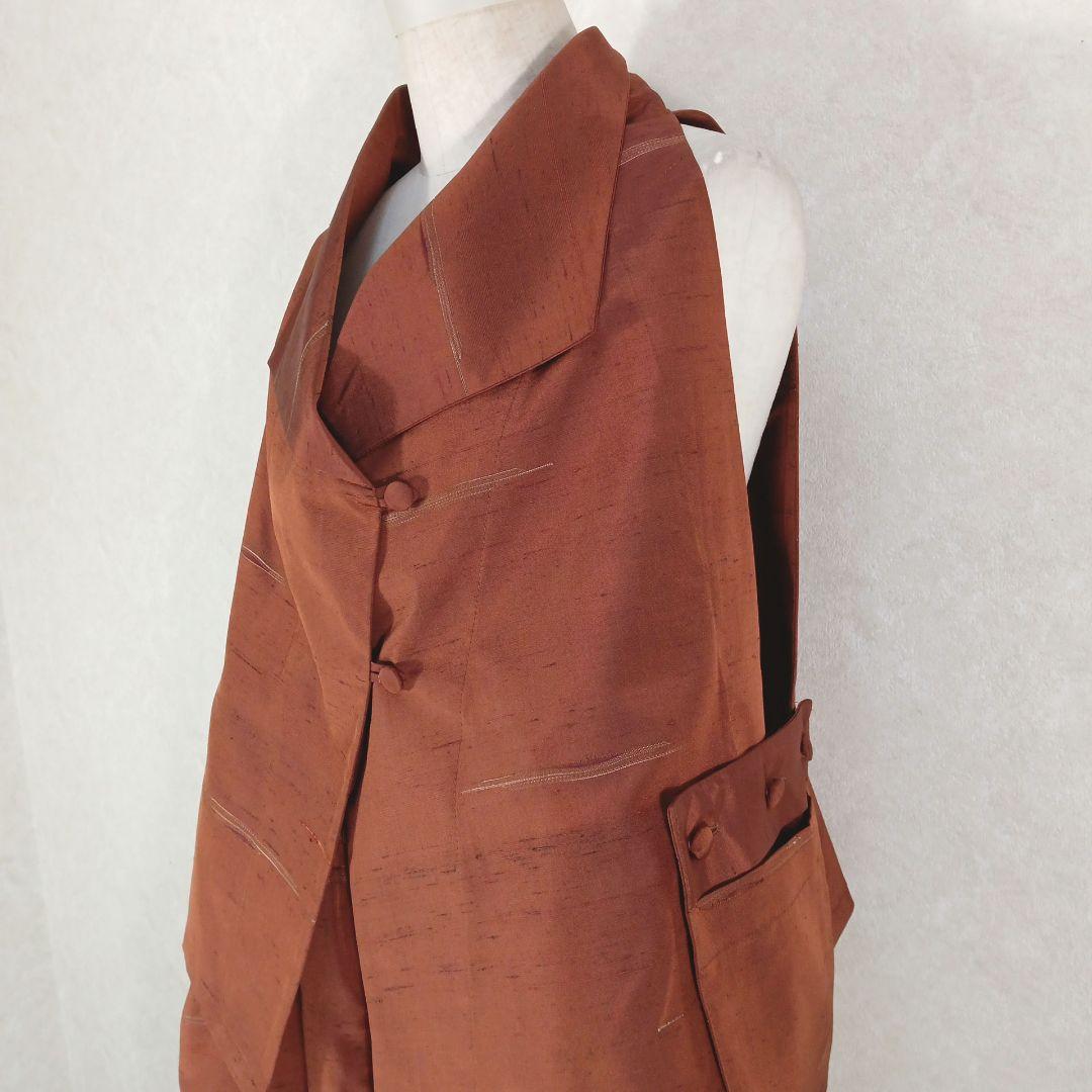 82　手染め大輔　着物リメイク　紬　ベストとパンツ　L〜フリーサイズ