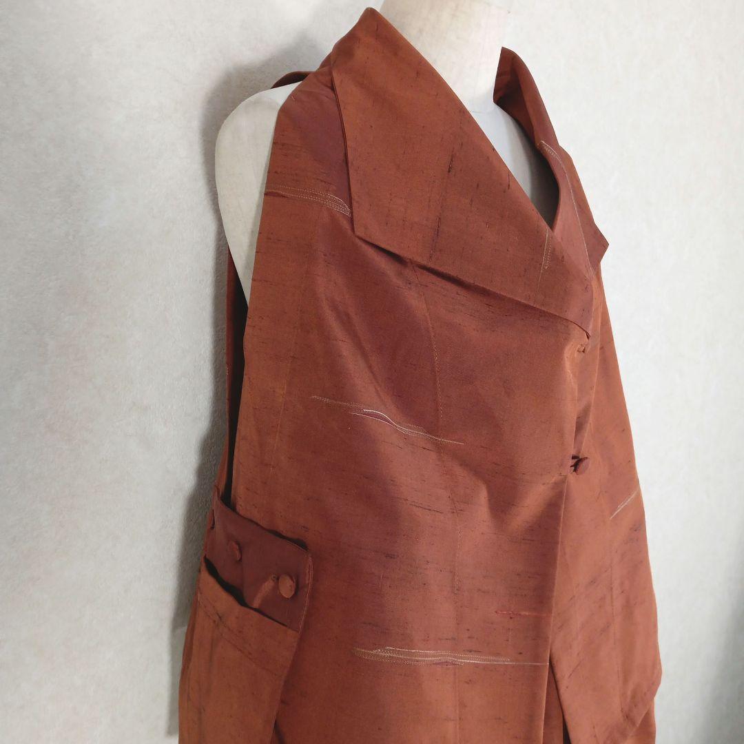 82　手染め大輔　着物リメイク　紬　ベストとパンツ　L〜フリーサイズ