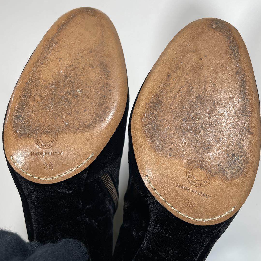 ドリスヴァンノッテン ブーツ ベロア　サークルヒール　パイソン柄　25cm 黒