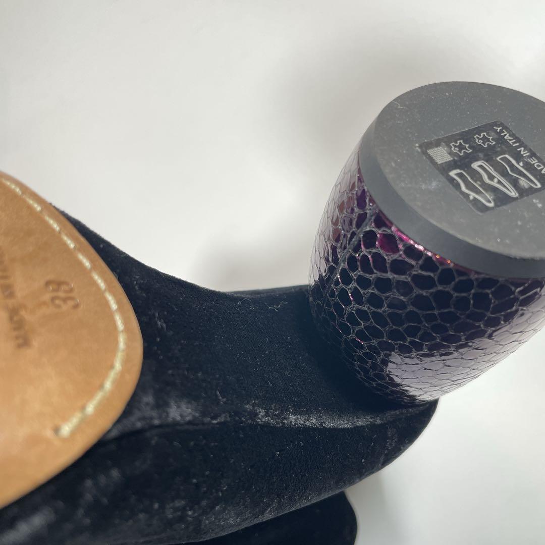 ドリスヴァンノッテン ブーツ ベロア　サークルヒール　パイソン柄　25cm 黒