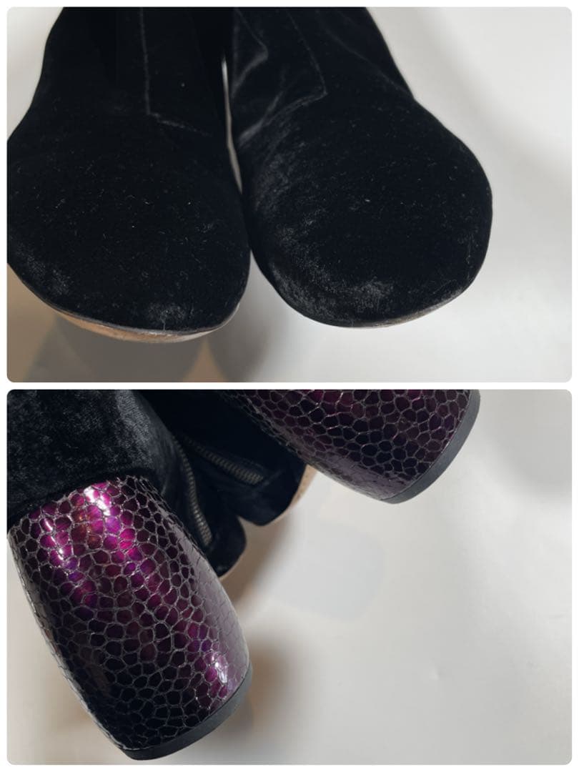 ドリスヴァンノッテン ブーツ ベロア　サークルヒール　パイソン柄　25cm 黒