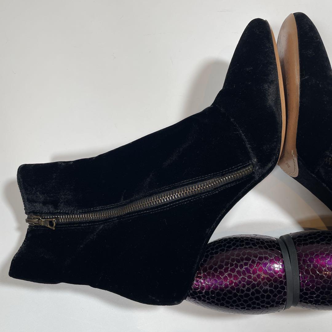 ドリスヴァンノッテン ブーツ ベロア　サークルヒール　パイソン柄　25cm 黒