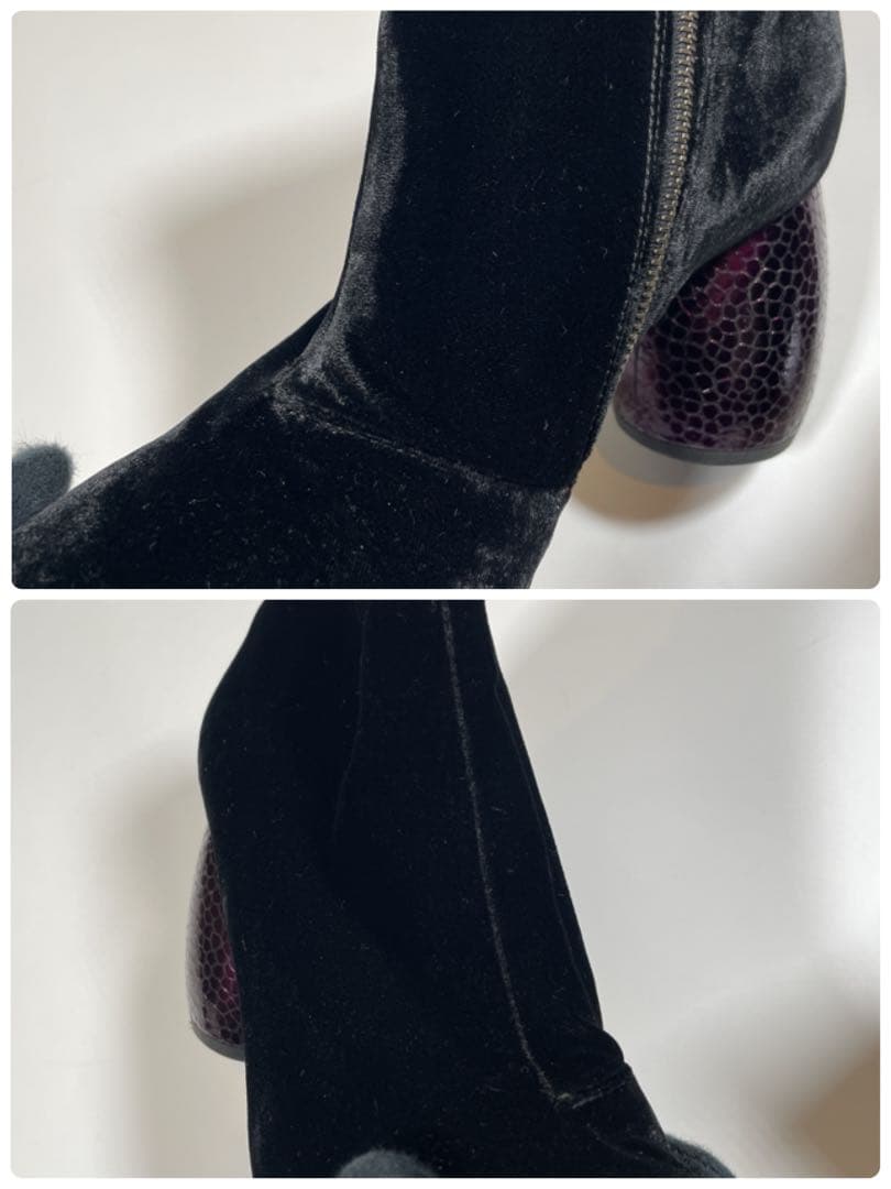 ドリスヴァンノッテン ブーツ ベロア　サークルヒール　パイソン柄　25cm 黒